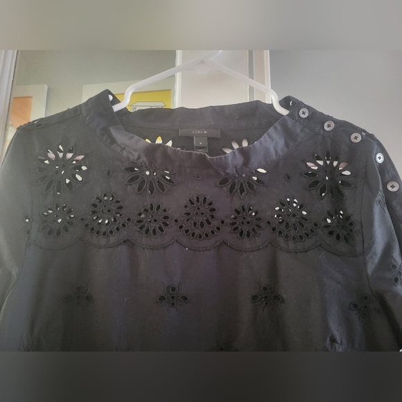 Black Eyelet Floral Blouse - Picture 3 of 7